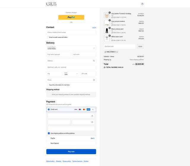G&B Negozionline checkout page showing G&B Negozionline promo code box | Screenshot taken by SimplyCodes community member on Aug 27, 2025