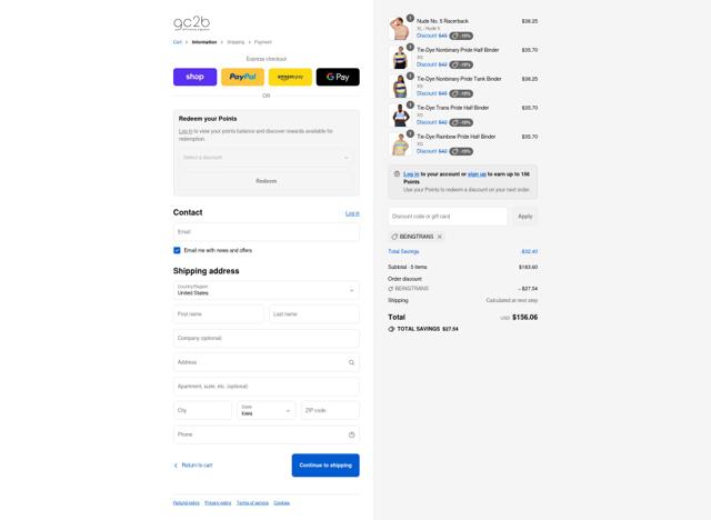 GC2B checkout page showing GC2B discount code box | Screenshot taken by SimplyCodes community member on Sep 4, 2025