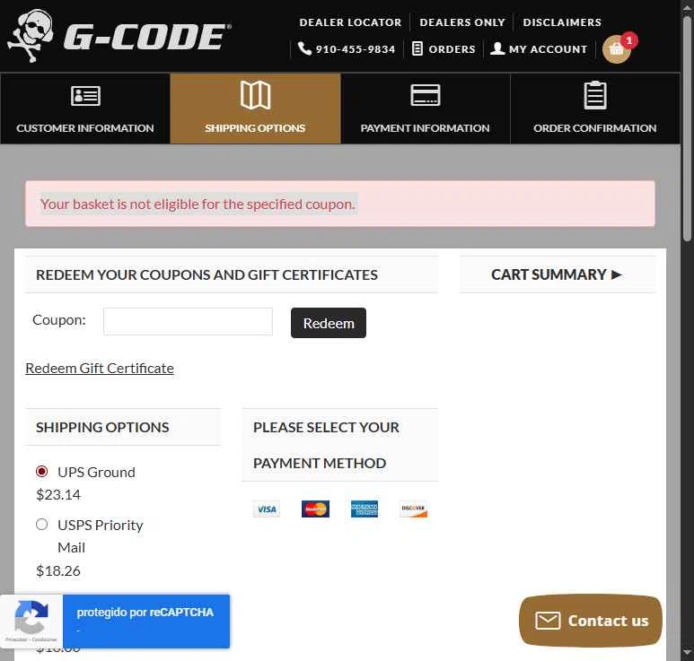 G-Code Holsters checkout page showing G-Code Holsters promo code box | Screenshot taken by SimplyCodes community member on Jan 13, 2026
