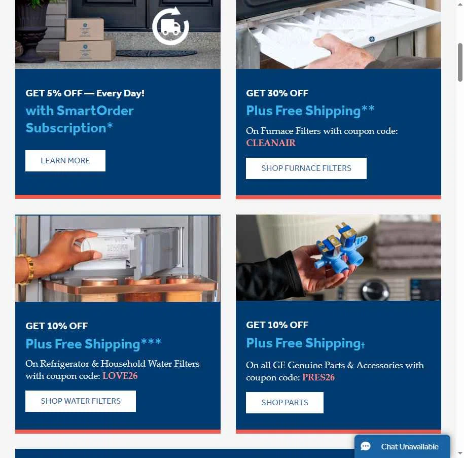 GE Appliance Parts checkout page showing GE Appliance Parts coupon code box | Screenshot taken by SimplyCodes community member on Feb 5, 2026