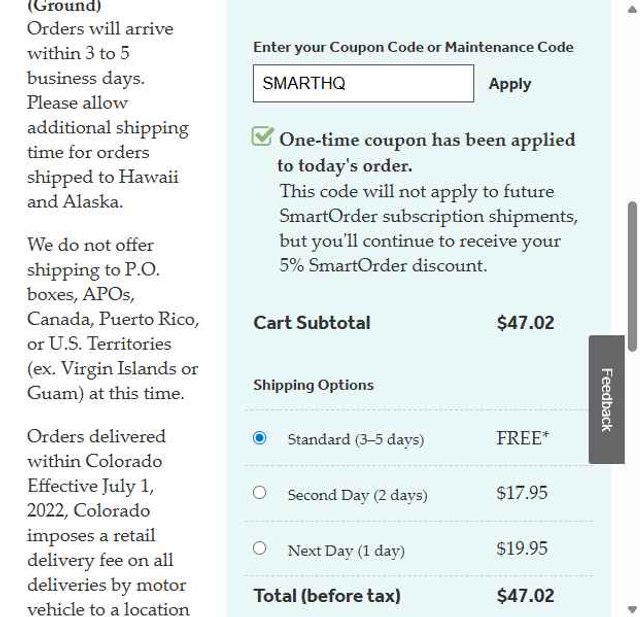 GE Appliance Parts checkout page showing GE Appliance Parts coupon code box | Screenshot taken by SimplyCodes community member on Aug 28, 2025