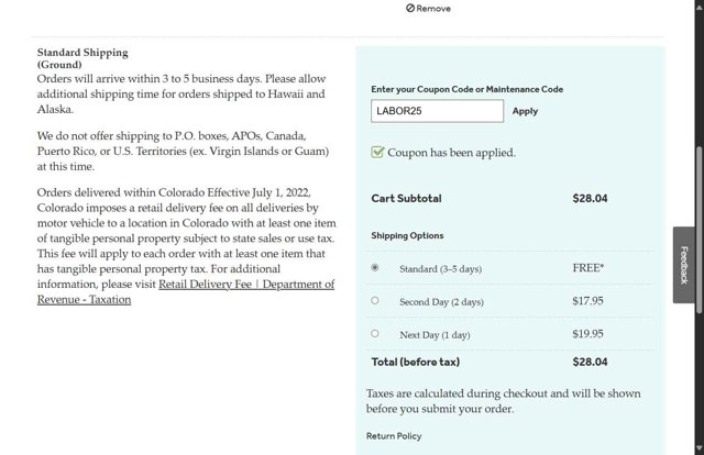 GE Appliance Parts checkout page showing GE Appliance Parts coupon code box | Screenshot taken by SimplyCodes community member on Sep 6, 2025