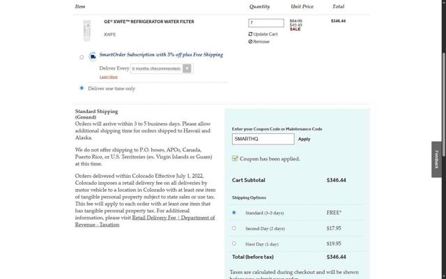 GE Appliance Parts checkout page showing GE Appliance Parts coupon code box | Screenshot taken by SimplyCodes community member on Sep 26, 2025