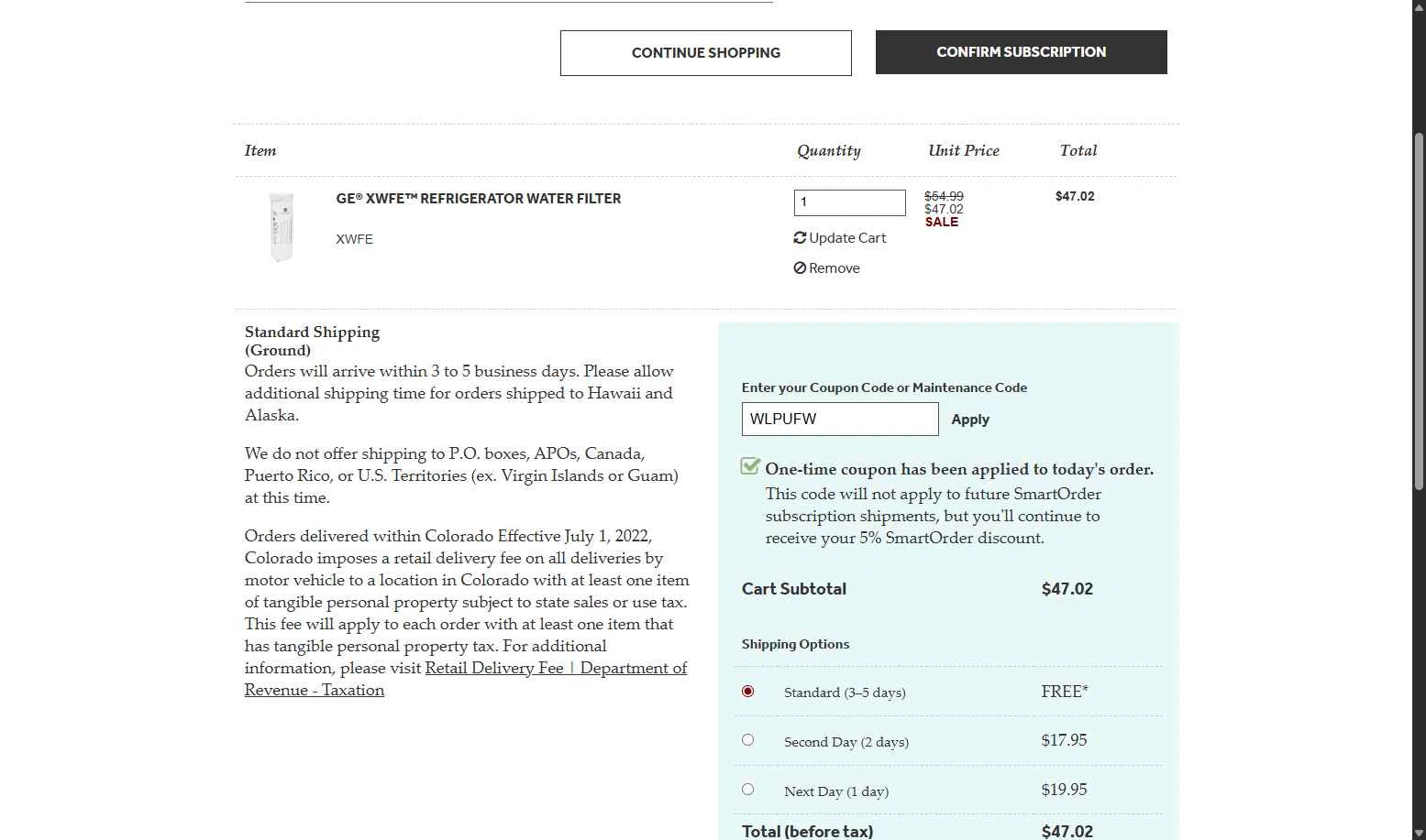 GE Appliance Parts checkout page showing GE Appliance Parts coupon code box | Screenshot taken by SimplyCodes community member on Jan 30, 2026