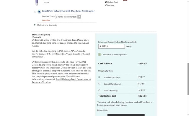 GE Appliance Parts checkout page showing GE Appliance Parts coupon code box | Screenshot taken by SimplyCodes community member on Aug 28, 2025