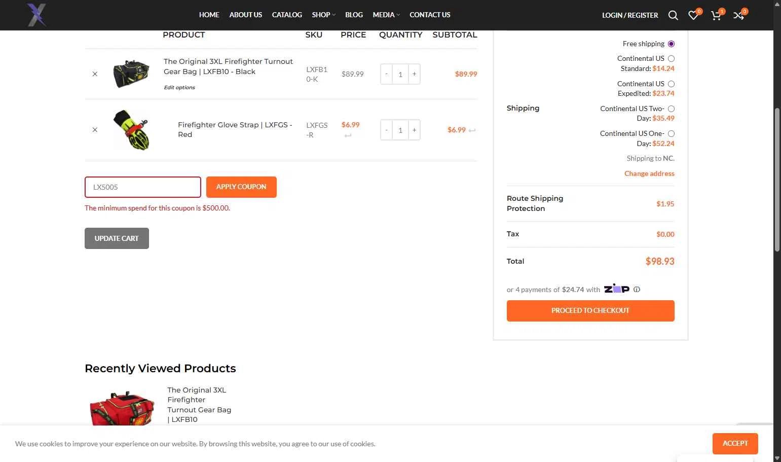 GearBags checkout page showing GearBags promo code box | Screenshot taken by SimplyCodes community member on Aug 28, 2025