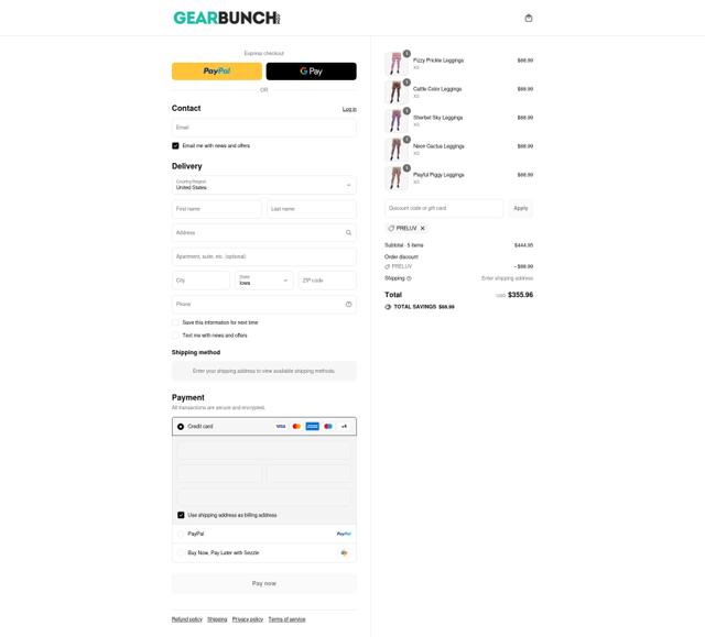 GearBunch checkout page showing GearBunch promo code box | Screenshot taken by SimplyCodes community member on Sep 8, 2025