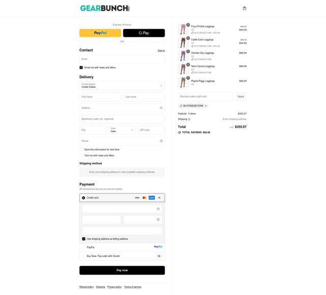 GearBunch checkout page showing GearBunch promo code box | Screenshot taken by SimplyCodes community member on Sep 12, 2025