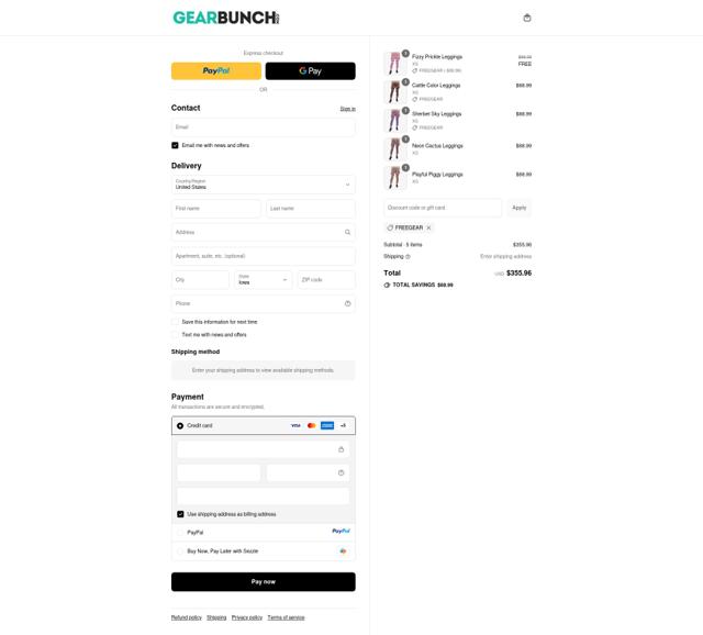 GearBunch checkout page showing GearBunch promo code box | Screenshot taken by SimplyCodes community member on Sep 12, 2025