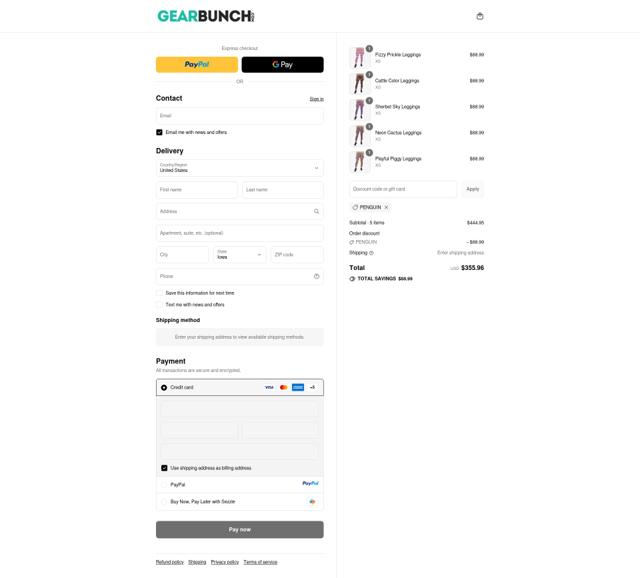 GearBunch checkout page showing GearBunch promo code box | Screenshot taken by SimplyCodes community member on Sep 12, 2025