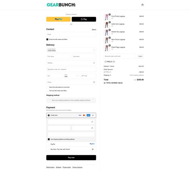 GearBunch checkout page showing GearBunch promo code box | Screenshot taken by SimplyCodes community member on Sep 12, 2025