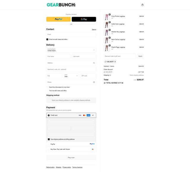 GearBunch checkout page showing GearBunch promo code box | Screenshot taken by SimplyCodes community member on Sep 12, 2025