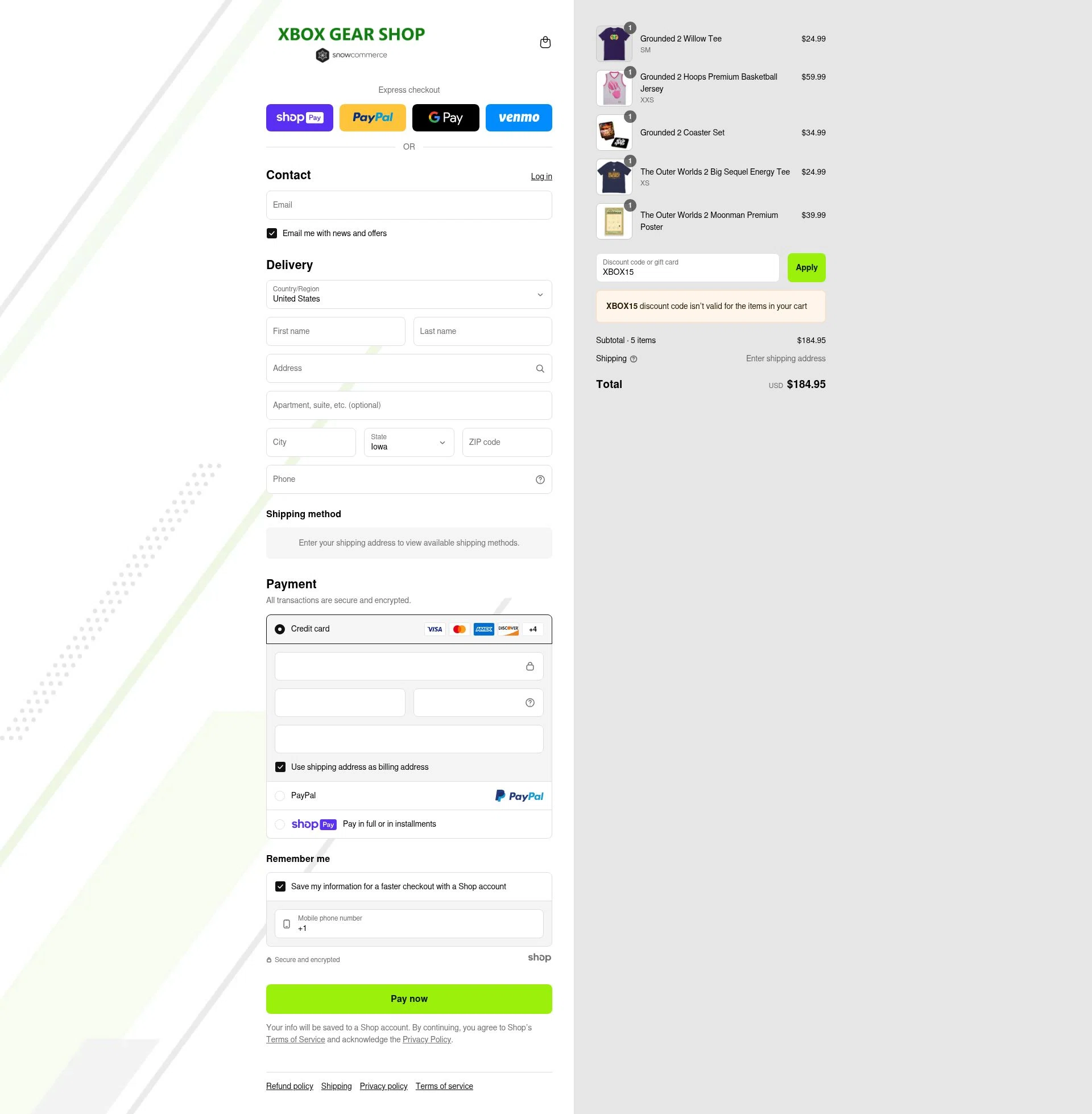 Xbox Gear Shop checkout page showing Xbox Gear Shop discount code box | Screenshot taken by SimplyCodes community member on Jul 25, 2025