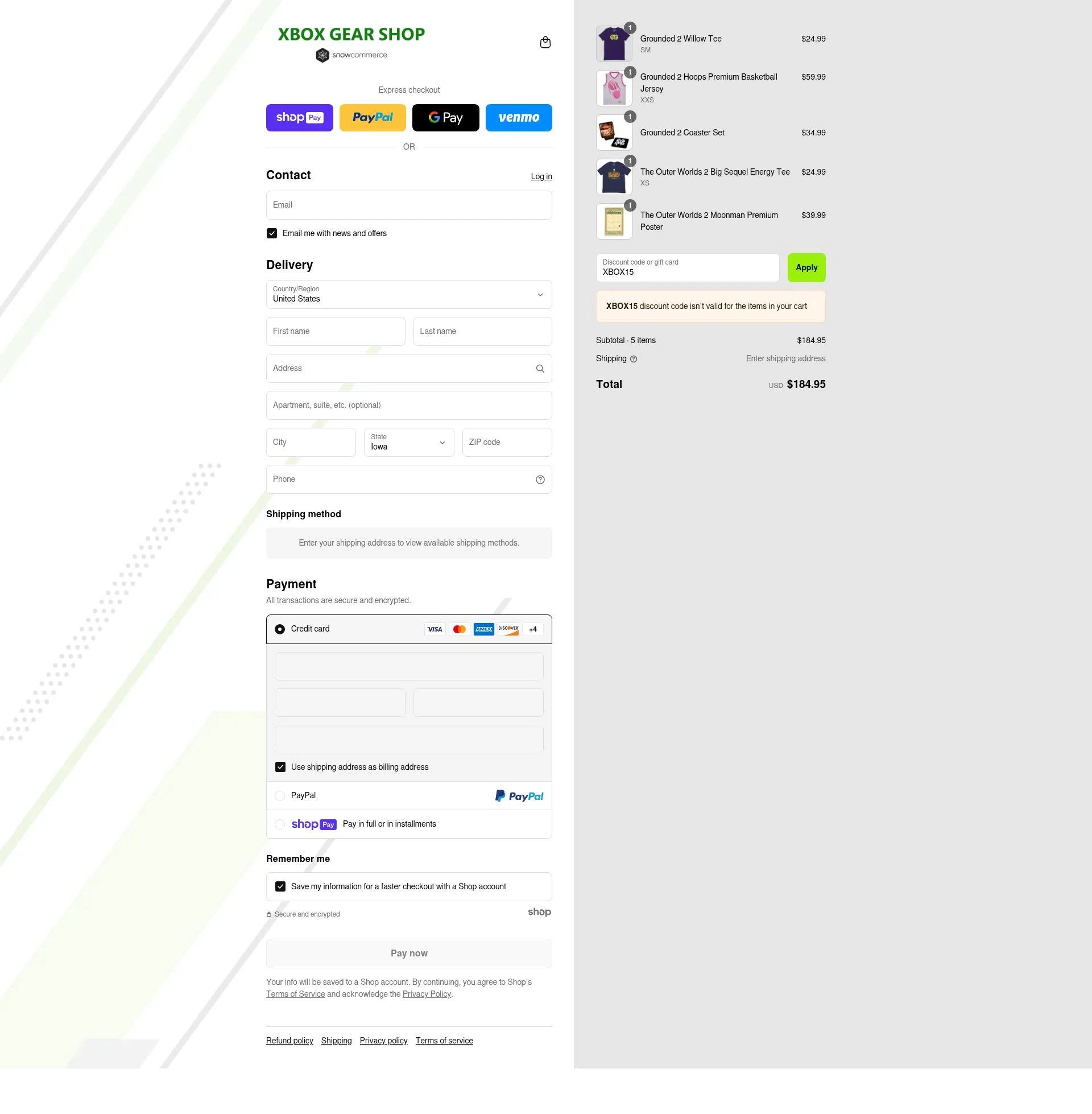 Xbox Gear Shop checkout page showing Xbox Gear Shop discount code box | Screenshot taken by SimplyCodes community member on Jul 29, 2025