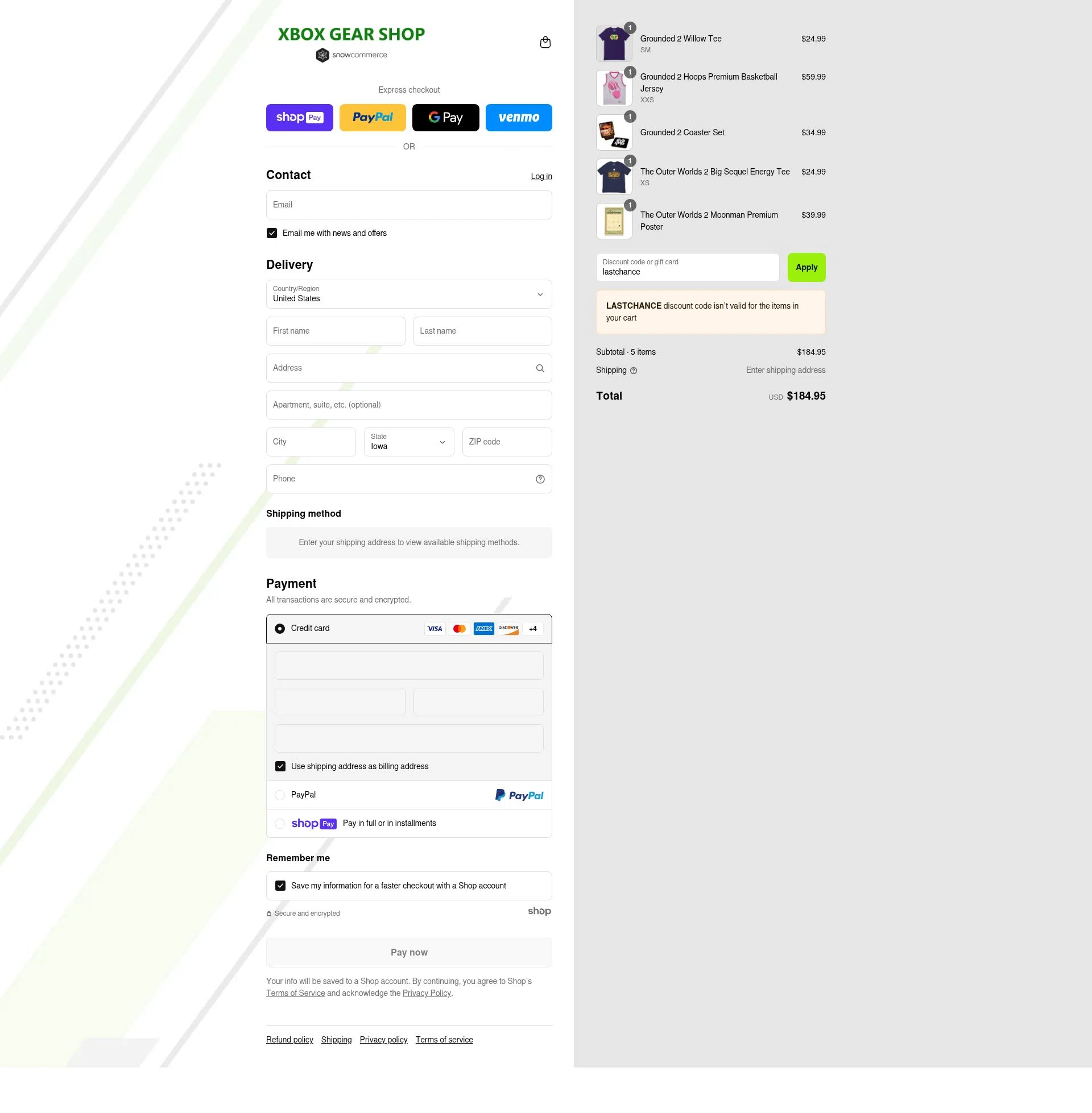Xbox Gear Shop checkout page showing Xbox Gear Shop discount code box | Screenshot taken by SimplyCodes community member on Jul 29, 2025