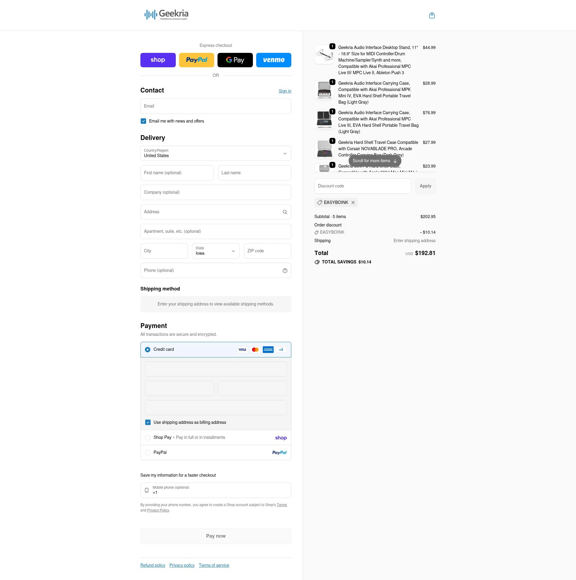 Geekria checkout page showing Geekria discount code box | Screenshot taken by SimplyCodes community member on Feb 5, 2026
