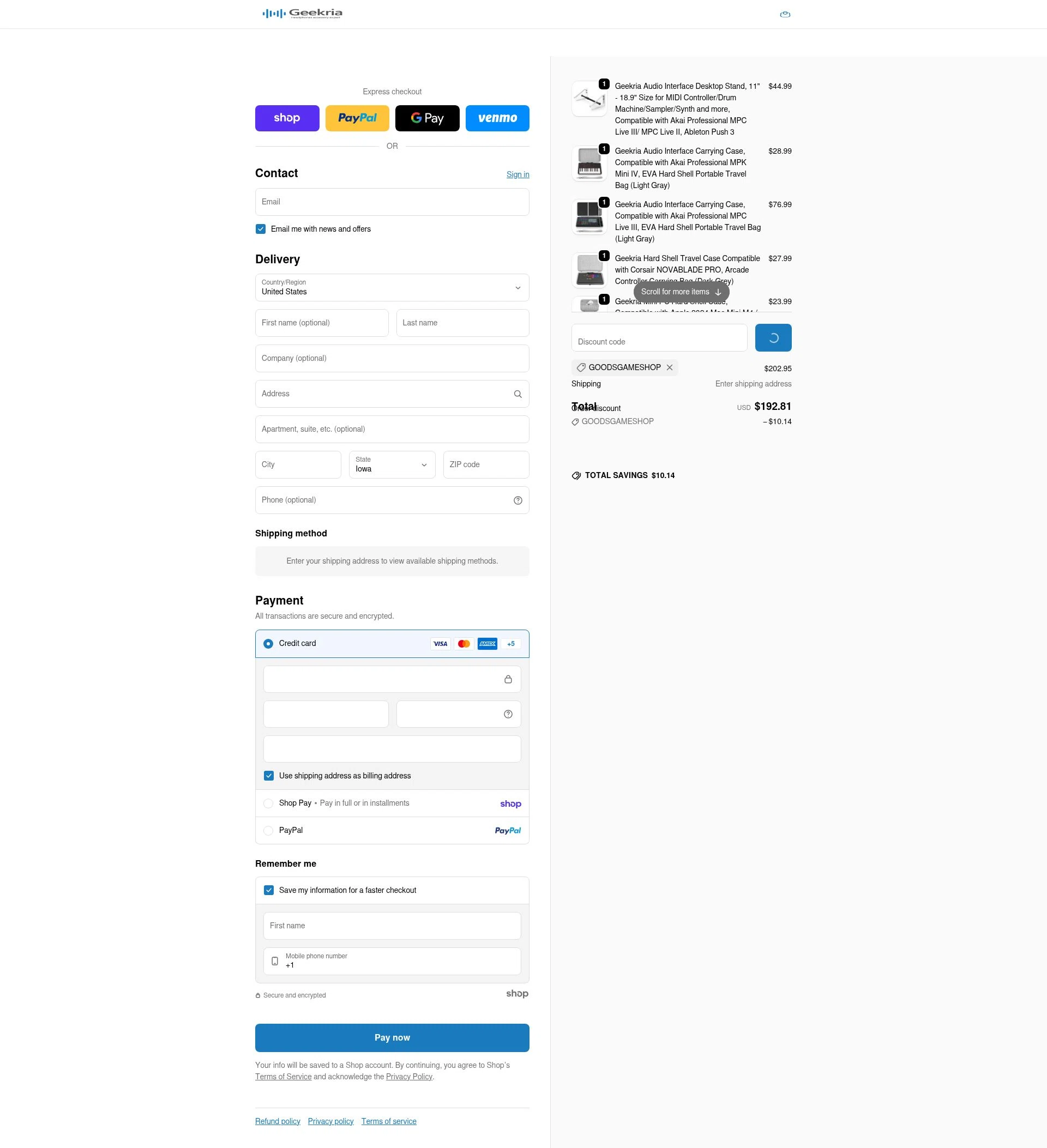Geekria checkout page showing Geekria discount code box | Screenshot taken by SimplyCodes community member on Jan 23, 2026