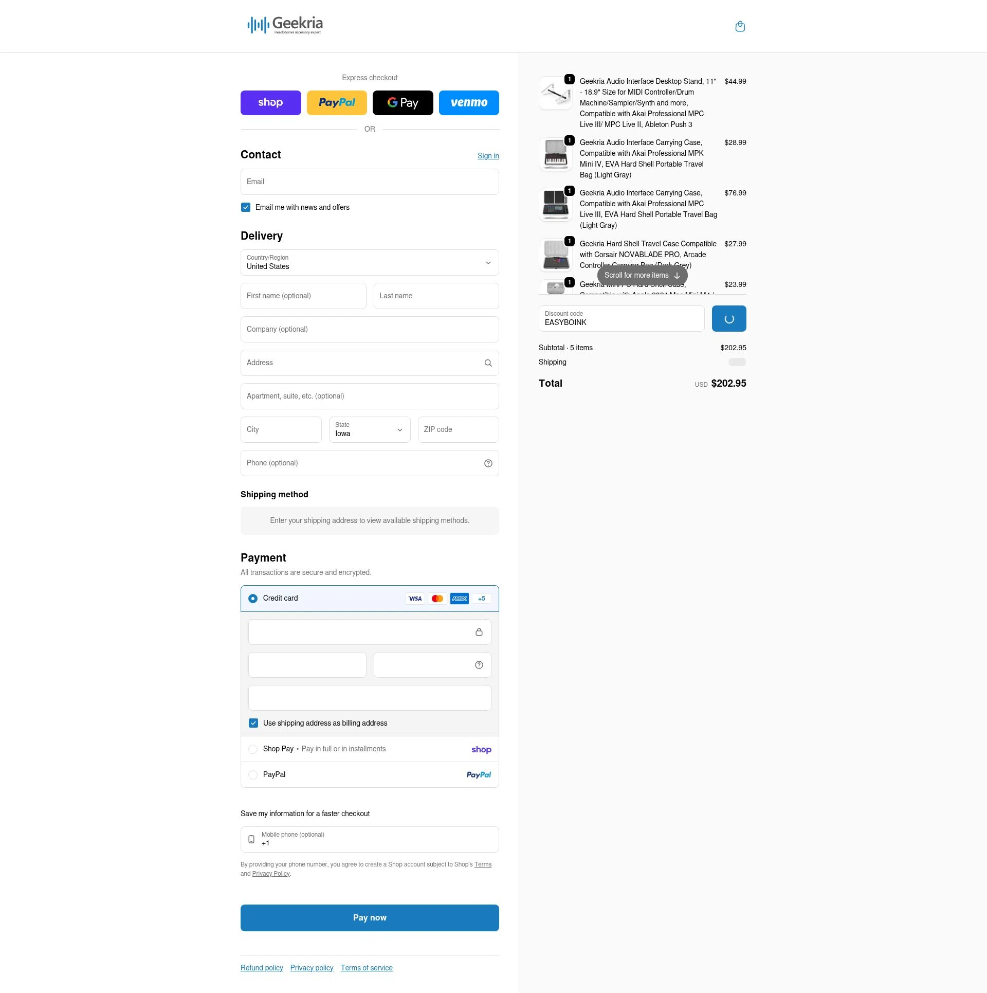 Geekria checkout page showing Geekria discount code box | Screenshot taken by SimplyCodes community member on Feb 1, 2026