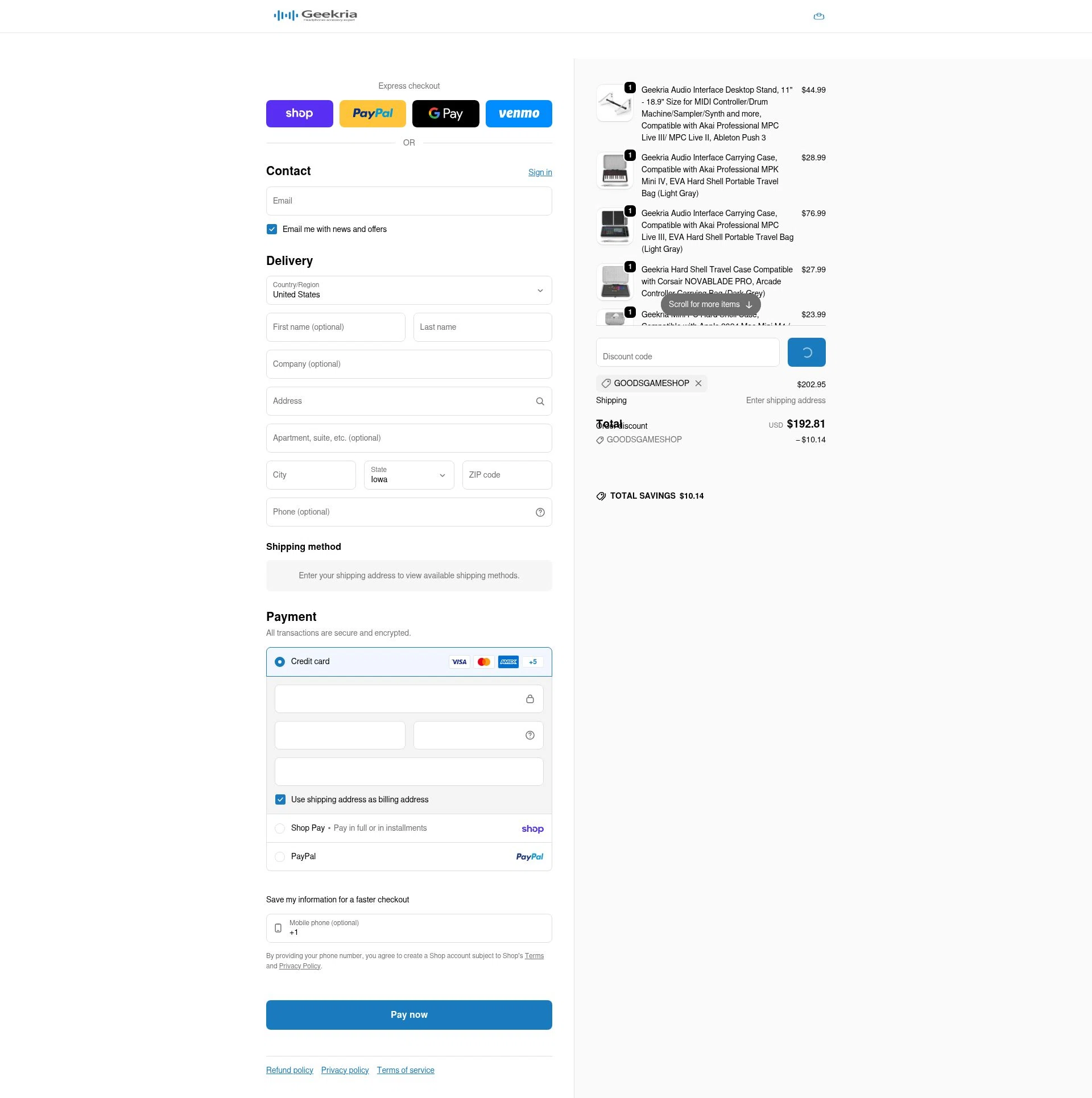 Geekria checkout page showing Geekria discount code box | Screenshot taken by SimplyCodes community member on Feb 5, 2026