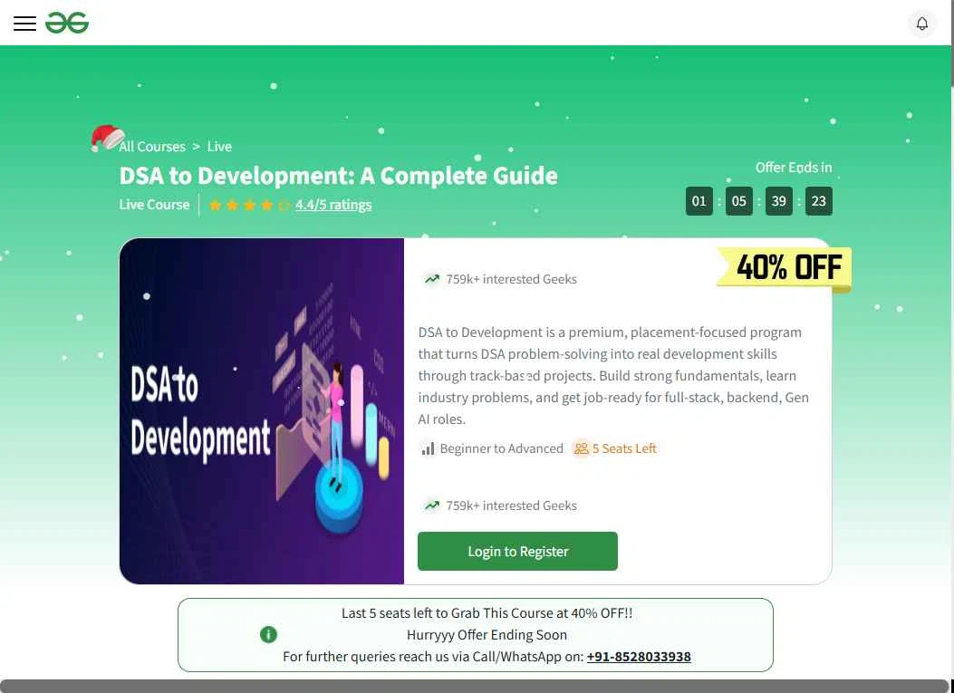 GeeksforGeeks checkout page showing GeeksforGeeks coupon code box | Screenshot taken by SimplyCodes community member on Dec 24, 2025