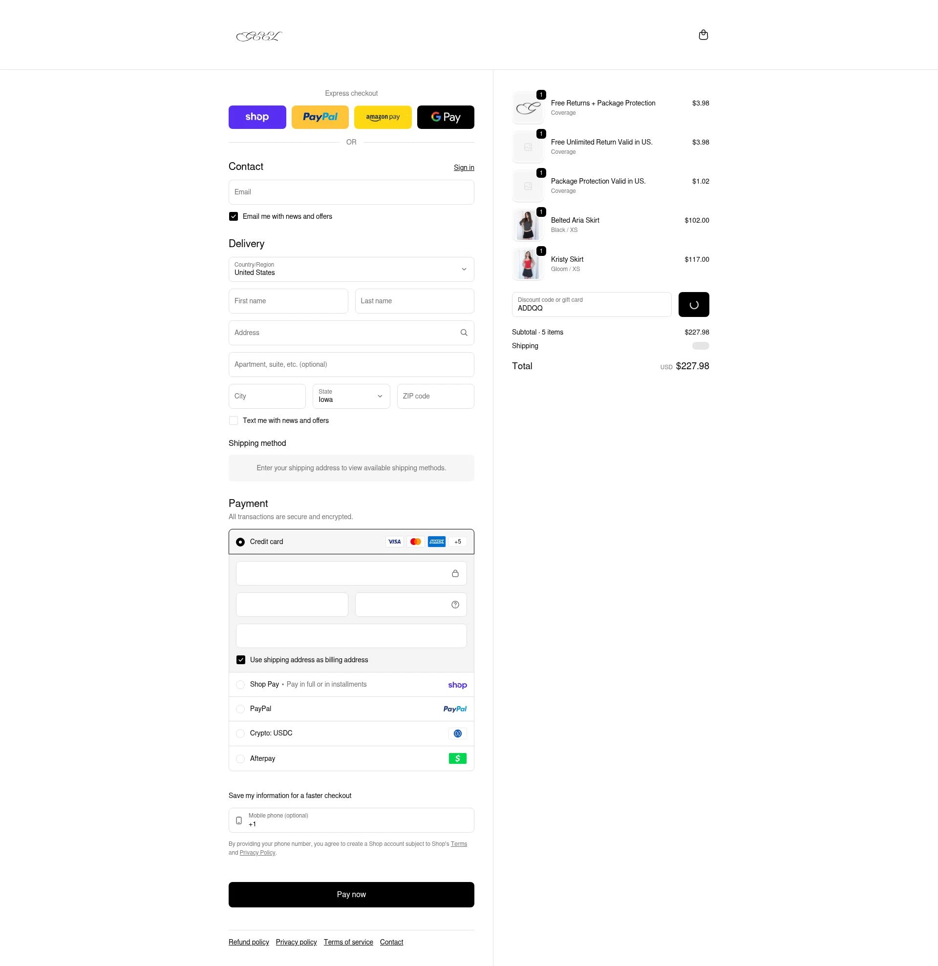 GEEL US checkout page showing GEEL US discount code box | Screenshot taken by SimplyCodes community member on Feb 18, 2026