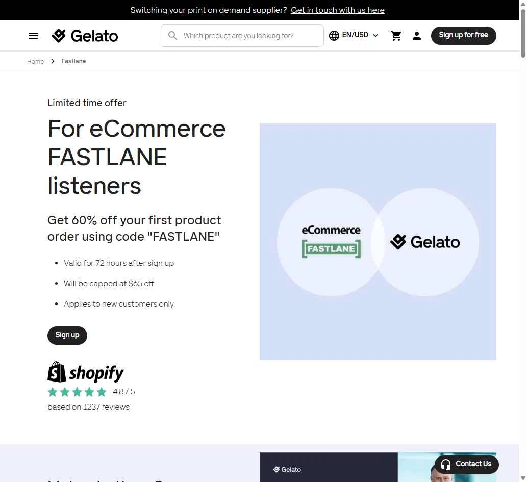Gelato checkout page showing Gelato discount code box | Screenshot taken by SimplyCodes community member on Jun 5, 2025