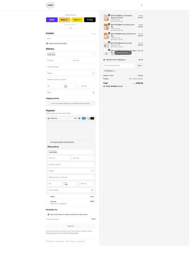 Gelato Pique checkout page showing Gelato Pique discount code box | Screenshot taken by SimplyCodes community member on Sep 6, 2025