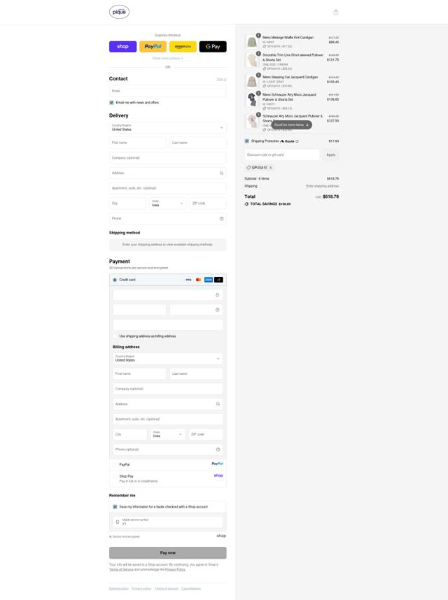 Gelato Pique checkout page showing Gelato Pique discount code box | Screenshot taken by SimplyCodes community member on Sep 14, 2025