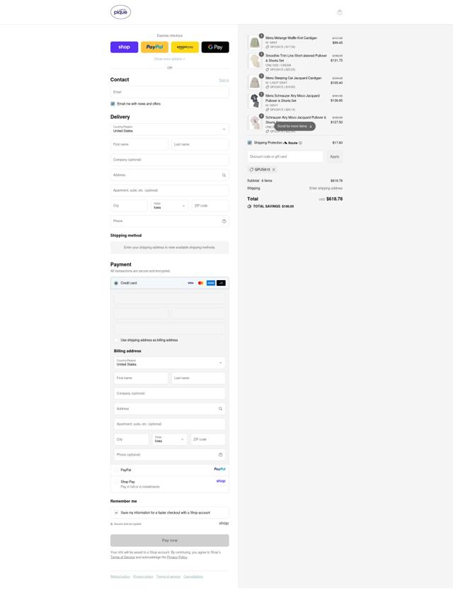 Gelato Pique checkout page showing Gelato Pique discount code box | Screenshot taken by SimplyCodes community member on Sep 10, 2025
