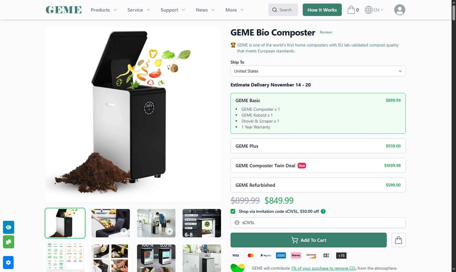GEME checkout page showing GEME promo code box | Screenshot taken by SimplyCodes community member on Nov 12, 2025