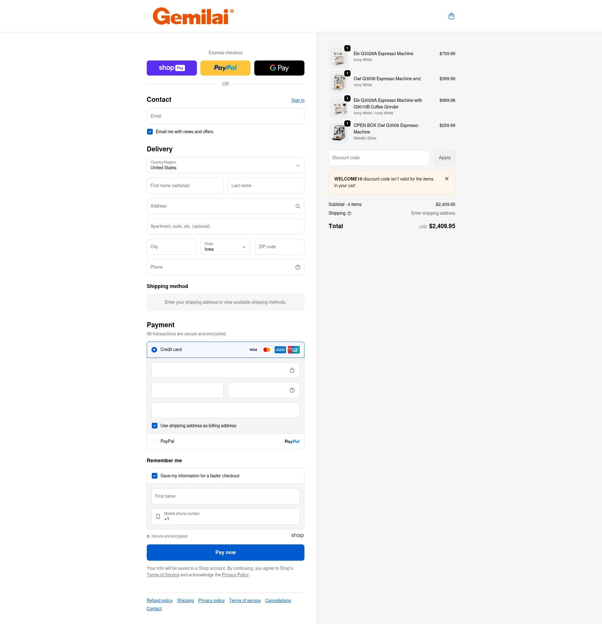 Gemilai checkout page showing Gemilai promo code box | Screenshot taken by SimplyCodes community member on Jan 9, 2026
