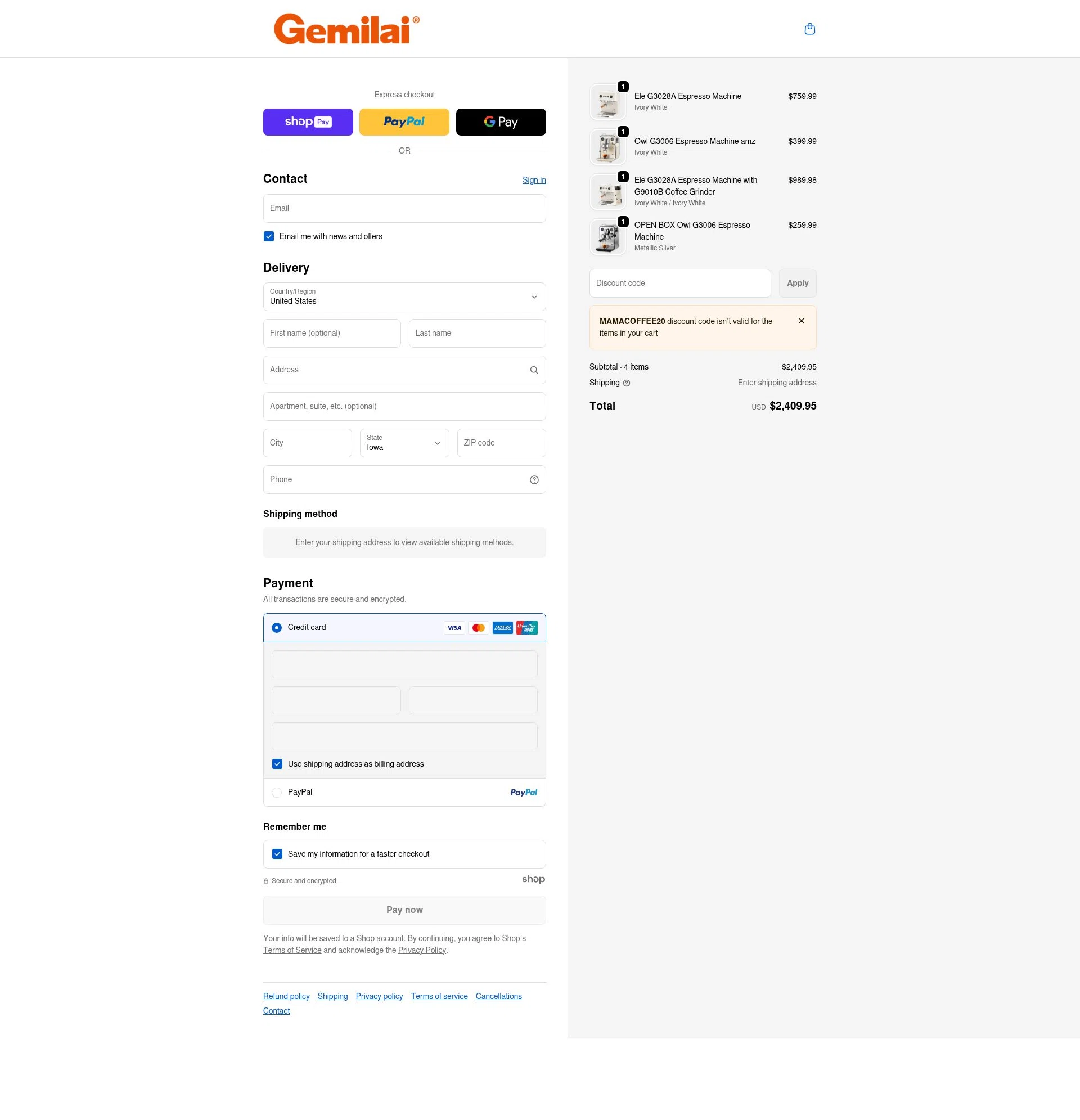 Gemilai checkout page showing Gemilai promo code box | Screenshot taken by SimplyCodes community member on Jan 9, 2026