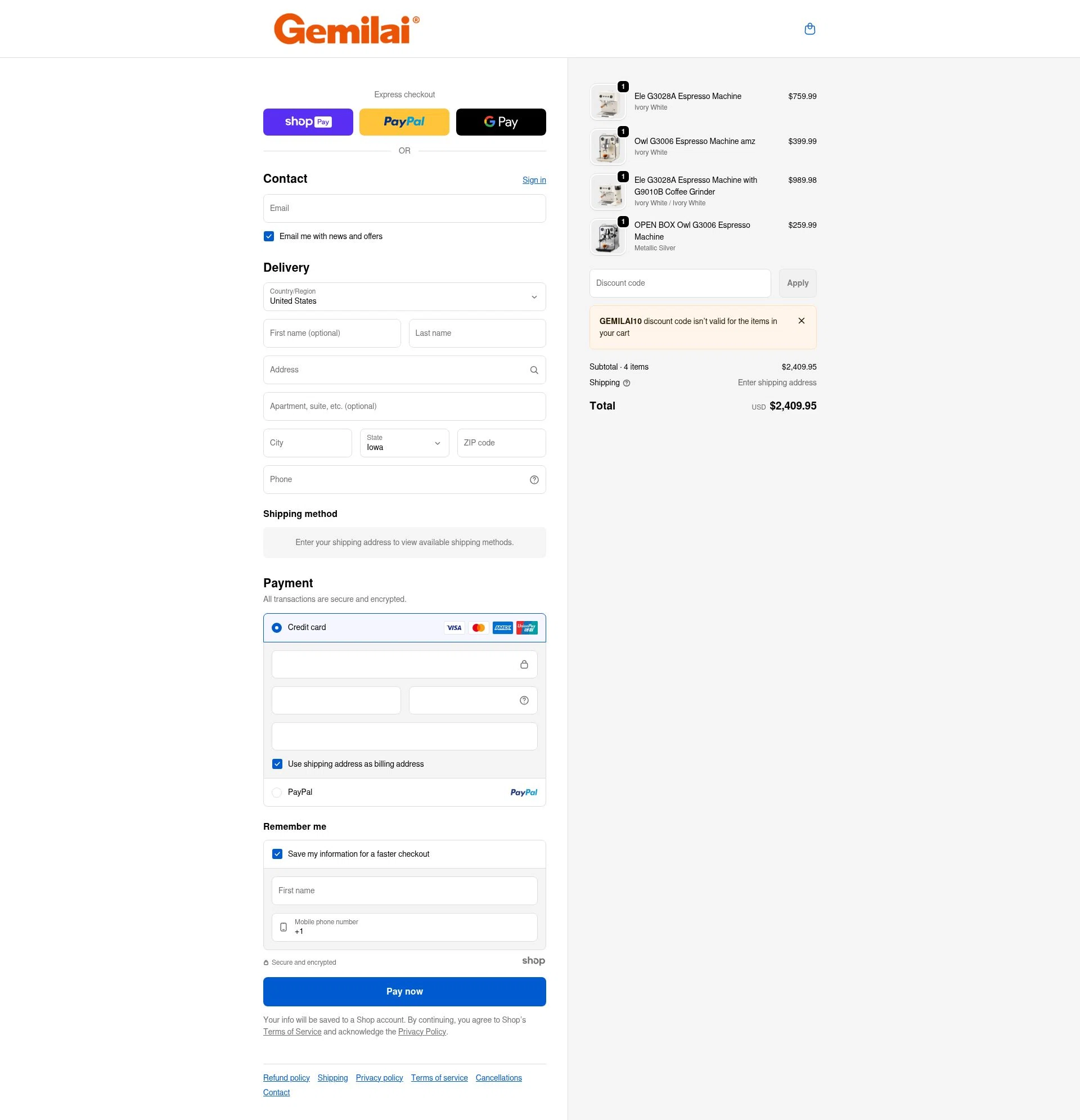 Gemilai checkout page showing Gemilai promo code box | Screenshot taken by SimplyCodes community member on Jan 9, 2026
