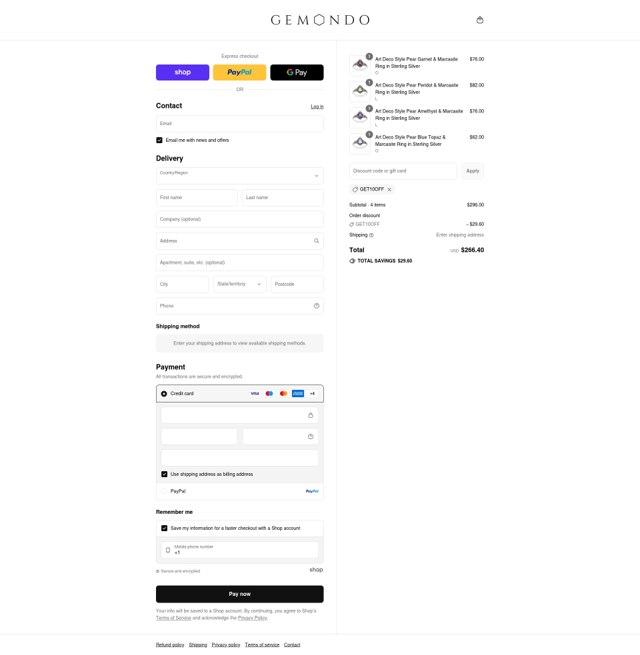 Gemondo checkout page showing Gemondo discount code box | Screenshot taken by SimplyCodes community member on Aug 31, 2025