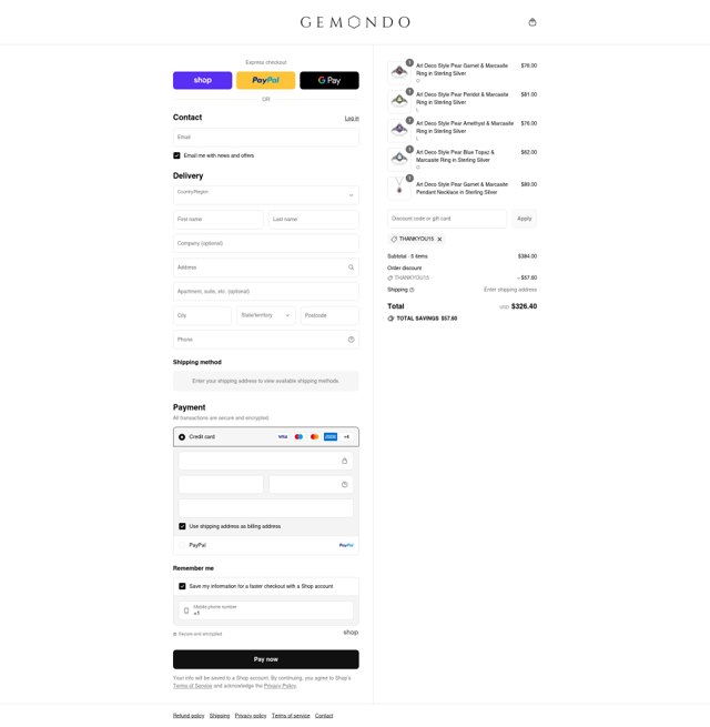 Gemondo checkout page showing Gemondo discount code box | Screenshot taken by SimplyCodes community member on Sep 4, 2025
