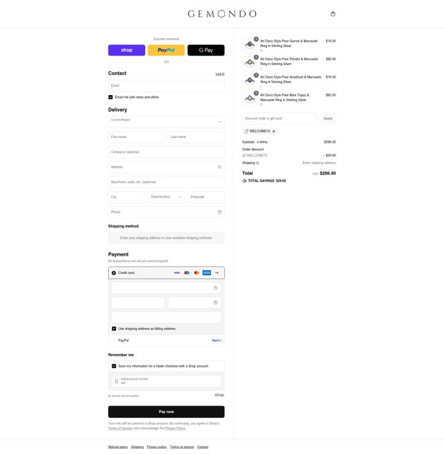 Gemondo checkout page showing Gemondo discount code box | Screenshot taken by SimplyCodes community member on Aug 31, 2025