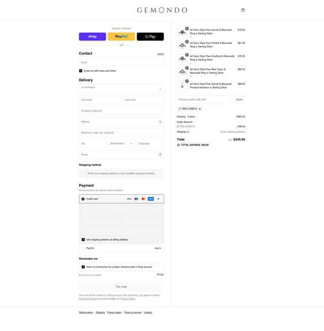 Gemondo checkout page showing Gemondo discount code box | Screenshot taken by SimplyCodes community member on Sep 4, 2025