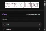 Gems and Juniper coupon verification screenshot