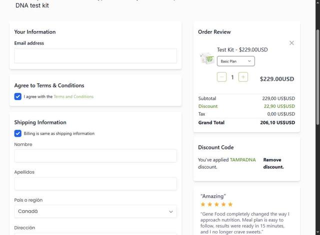 GeneFood checkout page showing GeneFood discount code box | Screenshot taken by SimplyCodes community member on Aug 22, 2025