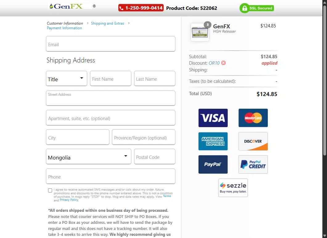 GenFX checkout page showing GenFX promo code box | Screenshot taken by SimplyCodes community member on Aug 9, 2025