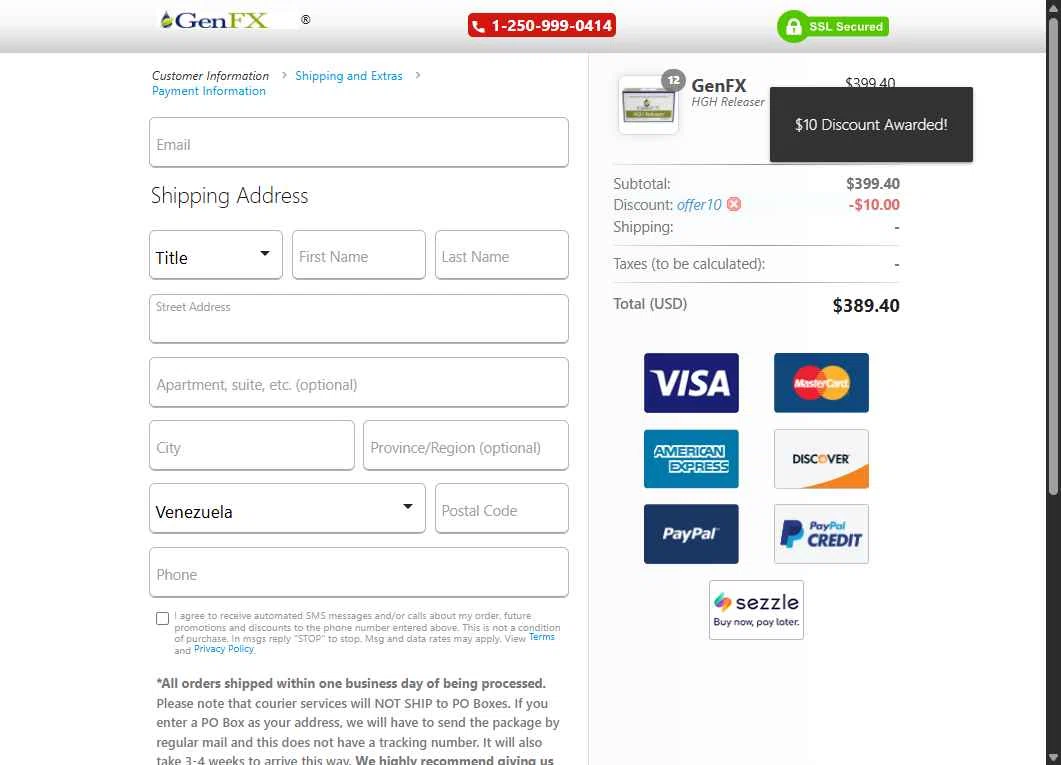 GenFX checkout page showing GenFX promo code box | Screenshot taken by SimplyCodes community member on Aug 5, 2025