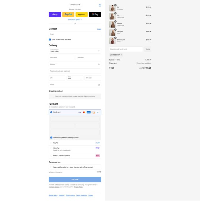 Eugenia Kim checkout page showing Eugenia Kim promo code box | Screenshot taken by SimplyCodes community member on Sep 2, 2025