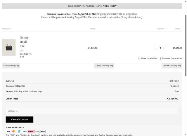 Genny checkout page showing Genny promo code box | Screenshot taken by SimplyCodes community member on Aug 25, 2025