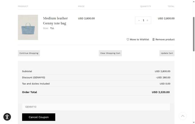 Genny checkout page showing Genny promo code box | Screenshot taken by SimplyCodes community member on May 17, 2025