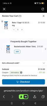 Genpeptide Research coupon verification screenshot