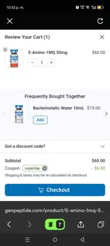 Genpeptide Research coupon verification screenshot