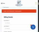 Genpeptide Research coupon verification screenshot