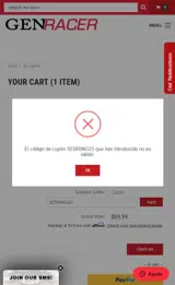 SEBRING25 coupon verification screenshot