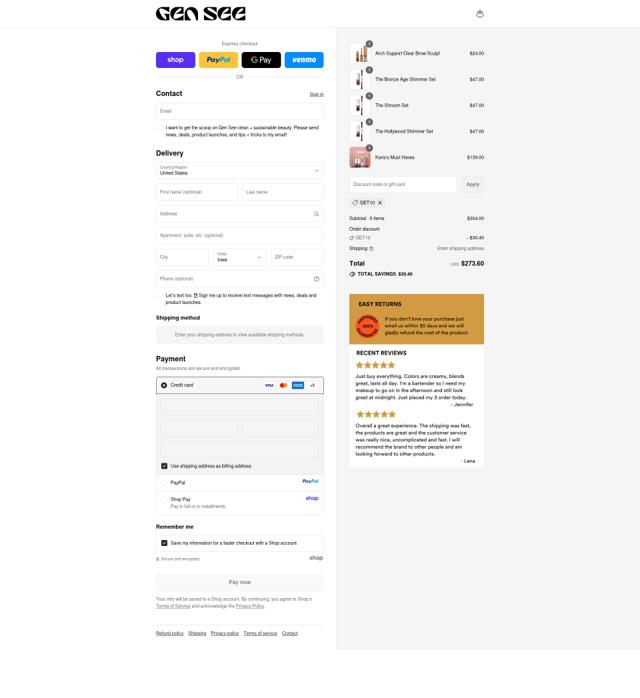 Gen See checkout page showing Gen See discount code box | Screenshot taken by SimplyCodes community member on Sep 13, 2025