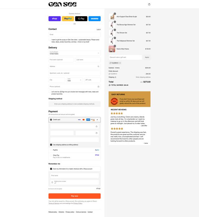Gen See checkout page showing Gen See discount code box | Screenshot taken by SimplyCodes community member on Sep 5, 2025